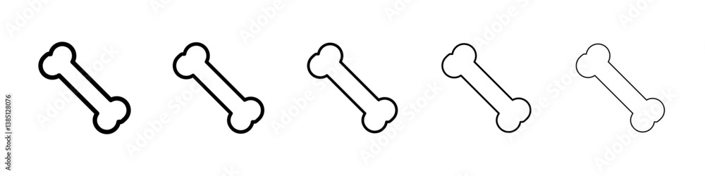 Bones icons vector set in different stroke line style Bones icons vector set in different stroke line style