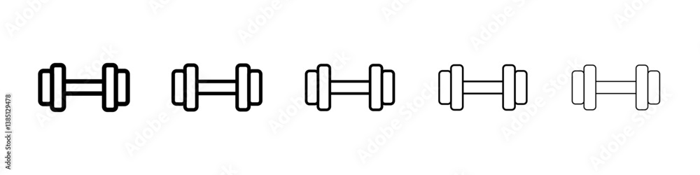Dumbbell icons vector set in different stroke line style Dumbbell icons vector set in different stroke line style
