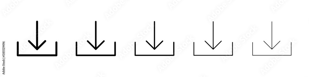 Download icons vector set in different stroke line style Download icons vector set in different stroke line style