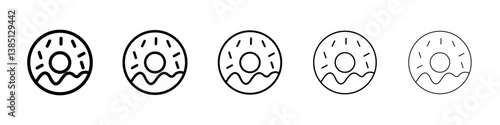 Donut icons vector set in different stroke line style