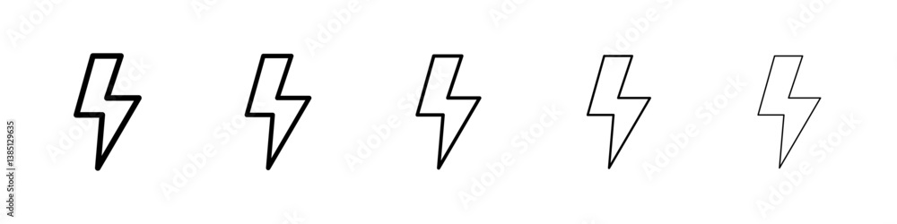 Electricity icons vector set in different stroke line style Electricity icons vector set in different stroke line style
