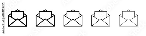 email icons vector set in different stroke line style
