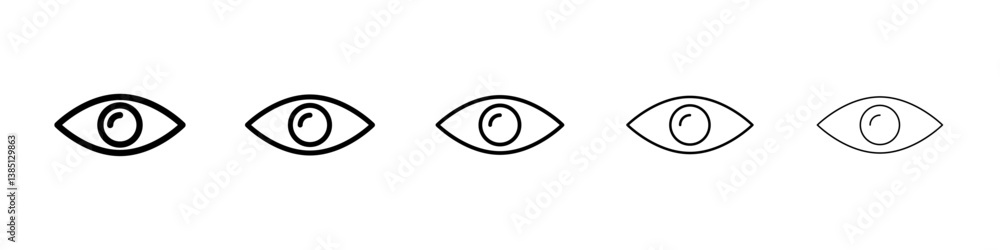 Eye icons vector set in different stroke line style Eye icons vector set in different stroke line style