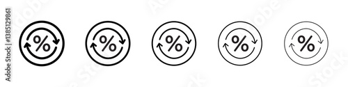Exchange rate icons vector set in different stroke line style