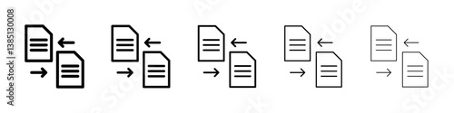 File transfer icons vector set in different stroke line style