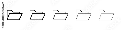 Folder icons vector set in different stroke line style