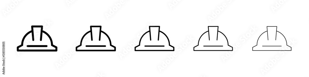 Hard hat icons vector set in different stroke line style Hard hat icons vector set in different stroke line style