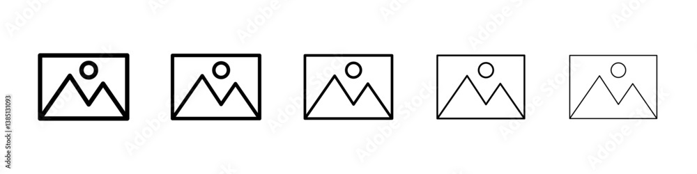 Image icons vector set in different stroke line style Image icons vector set in different stroke line style