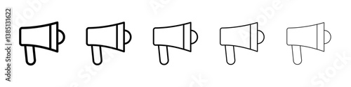 Loud Speaker icons vector set in different stroke line style