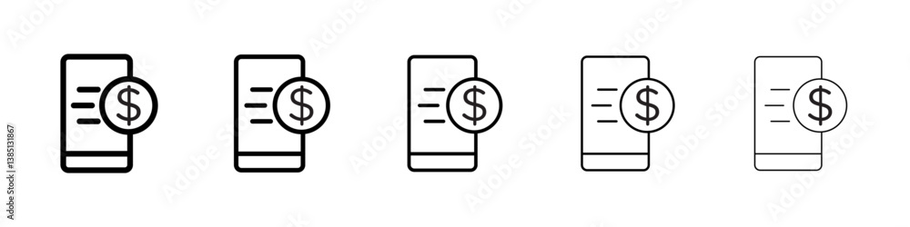 Mobile banking icons vector set in different stroke line style Mobile banking icons vector set in different stroke line style