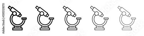 Microscope icons vector set in different stroke line style