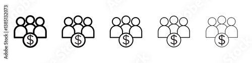 Mutual funds icons vector set in different stroke line style