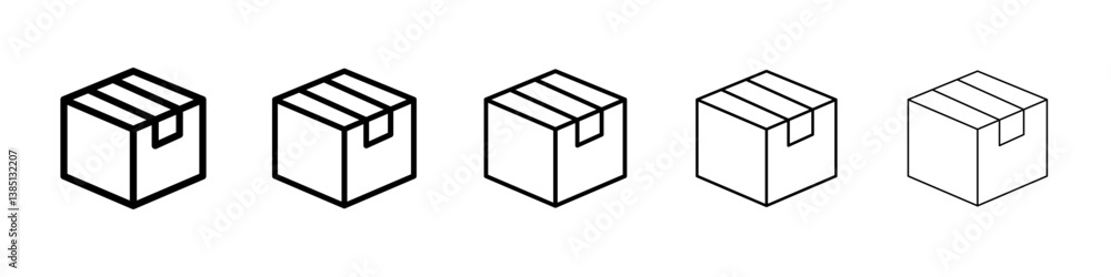 Package icons vector set in different stroke line style Package icons vector set in different stroke line style