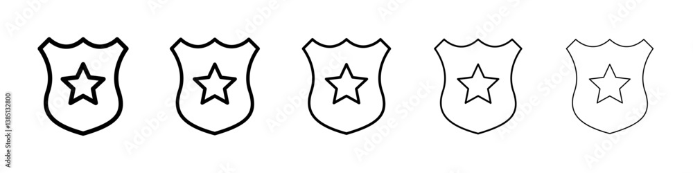 Police badge icons vector set in different stroke line style Police badge icons vector set in different stroke line style