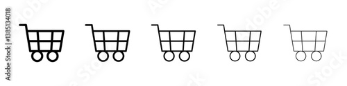 shopping cart icons vector set in different stroke line style