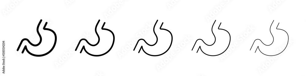 Stomach icons vector set in different stroke line style Stomach icons vector set in different stroke line style