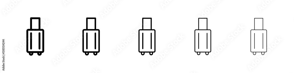 Suitcase icons vector set in different stroke line style Suitcase icons vector set in different stroke line style
