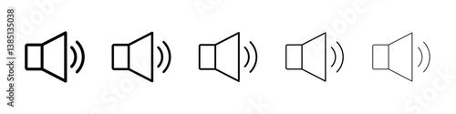 Volume icons vector set in different stroke line style