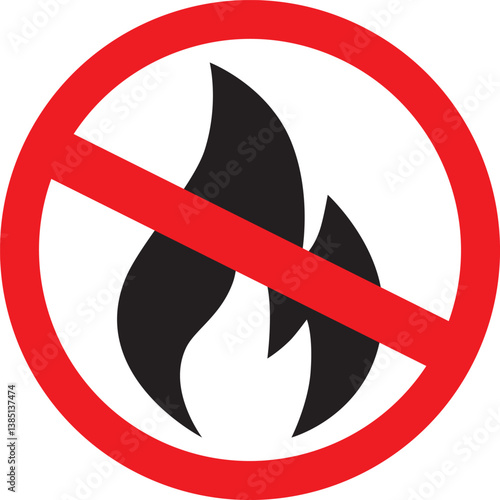 No fires or open flames sign with red prohibited symbol vector