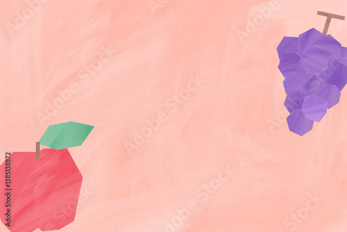 キャンバスに絵の具で描いたようなぶどうとりんごのニュアンスのある背景素材