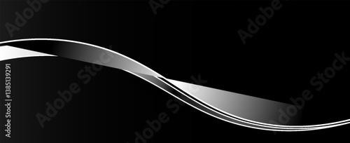 Vector silver line background curve element with white space for text and message design, overlapping layers, vector