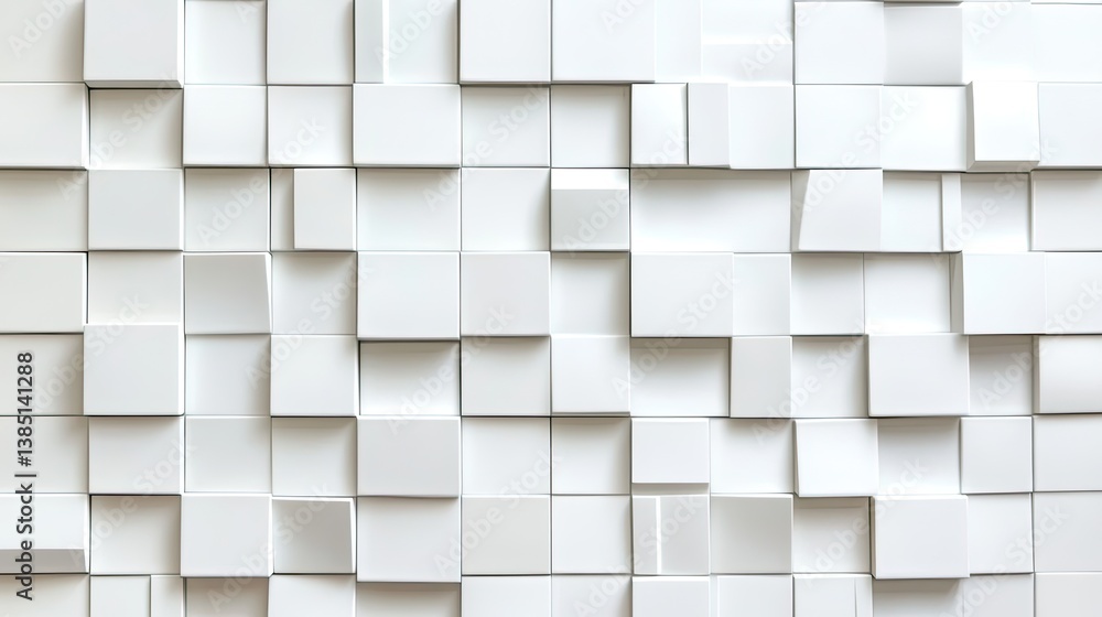 Obraz premium Abstract white ceramic mosaic tile wall texture indoor setting graphic art modern design top-down view