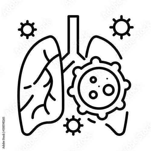 Lung cancer vector outline icon. EPS 10 file