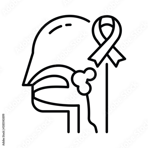 Oral Cancer vector outline icon. EPS 10 file