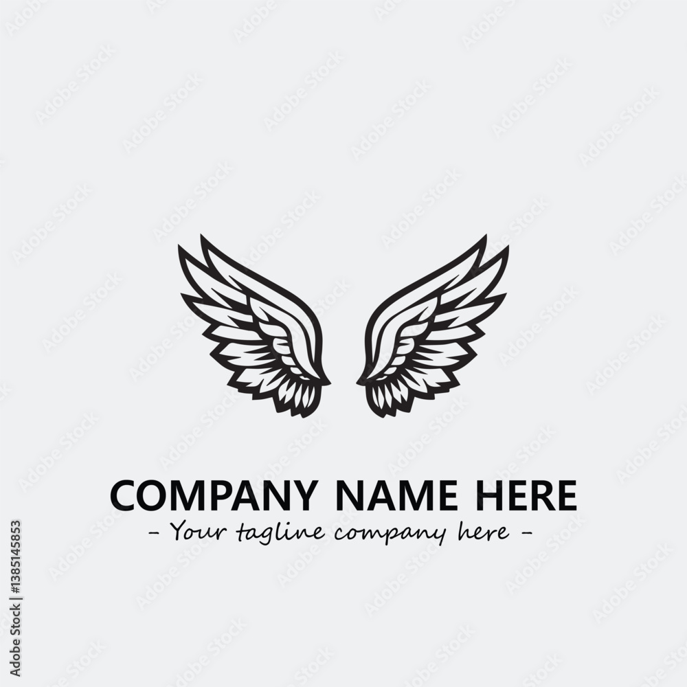 Obraz premium Wing illustration black and white for logo company vector image 