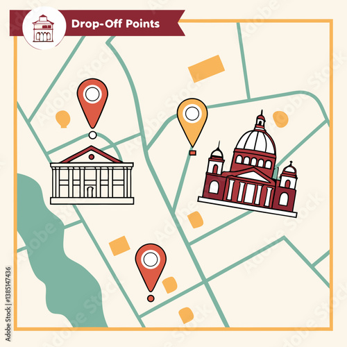 Map with multiple drop-off points