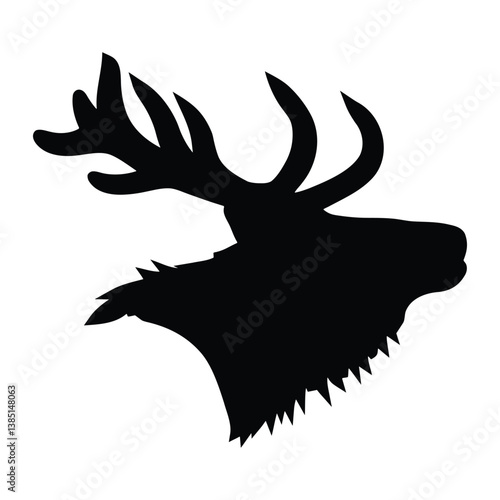 Elk Head silhouette vector art on white background