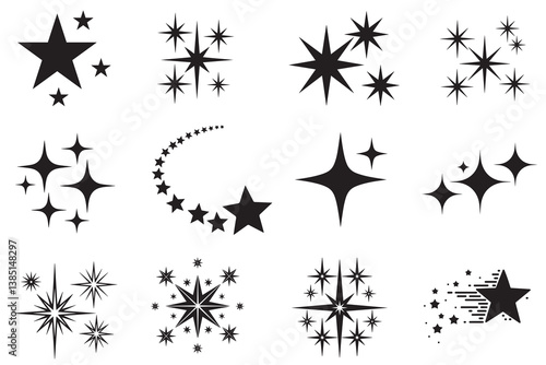 Sparkle Silhouette Bundle 12 Star and Glitter Vector Icons for Craft and Design