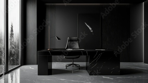 Office interior with a monochrome design theme