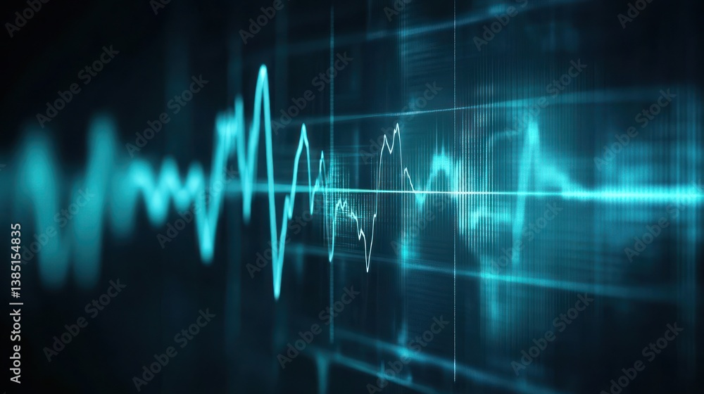 Abstract digital waveform display, futuristic data visualization, possible for tech or science background Abstract digital waveform display, futuristic data visualization, possible for tech or science background