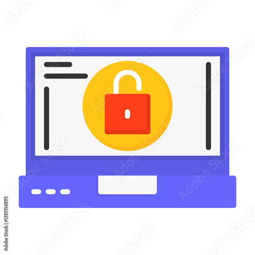 Unlock Laptop Interface Flat Icon
