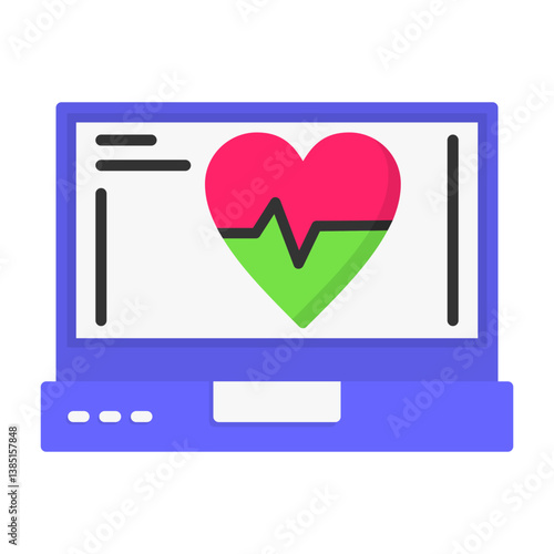 Heartbeat Laptop Interface Flat Icon
