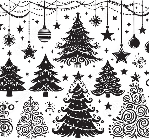 Elegant Christmas Tree Silhouettes