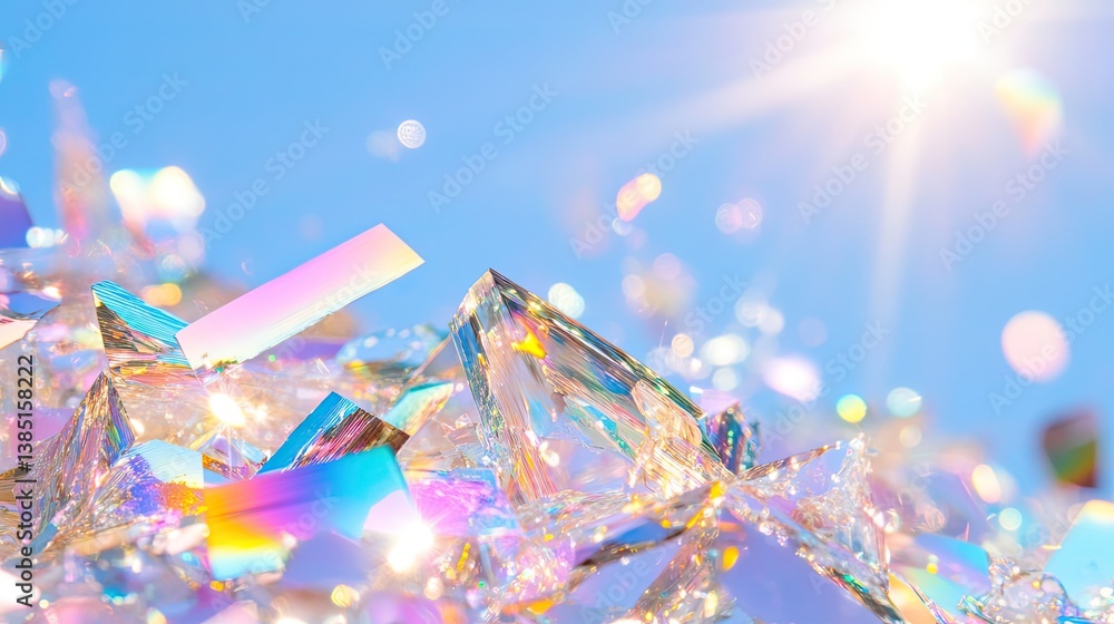 Fototapeta premium Holographic rainbow foil art event colorful iridescent abstract texture in nature outdoor viewpoint