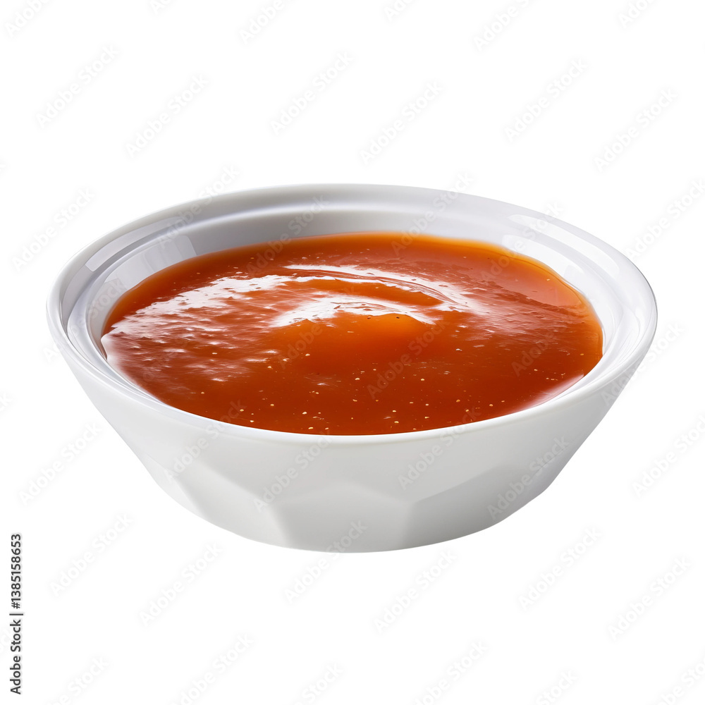 tomato sauce in a glass bowl on white background tomato sauce in a glass bowl on white background