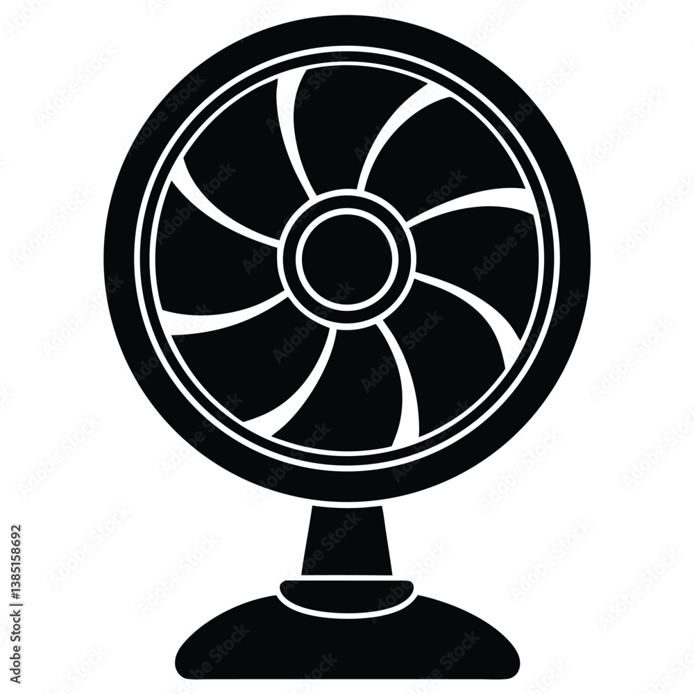 Classic Black Fan Silhouette with 6 Blades Classic Black Fan Silhouette with 6 Blades