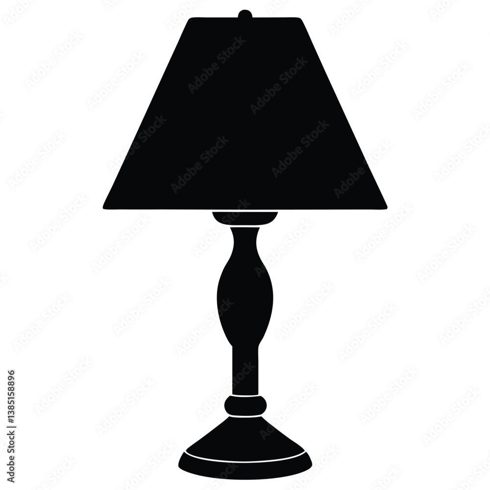 Classic Table Lamp Silhouette With Trapezoid Shade and Turned Base Design Classic Table Lamp Silhouette With Trapezoid Shade and Turned Base Design