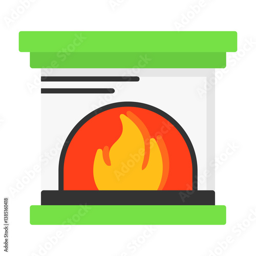 Fireplace Vector Flat Style Icon
