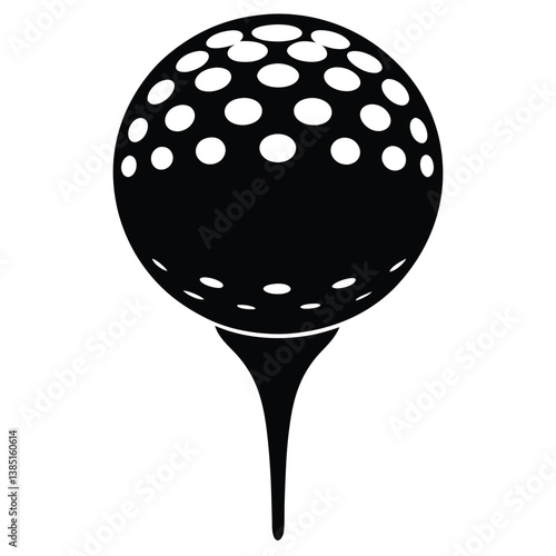 Golf Ball on Tee Silhouette, Sports Equipment