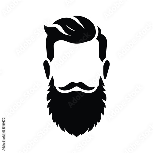 Silhouette of a Bearded Man with Mustache and Stylish Hair