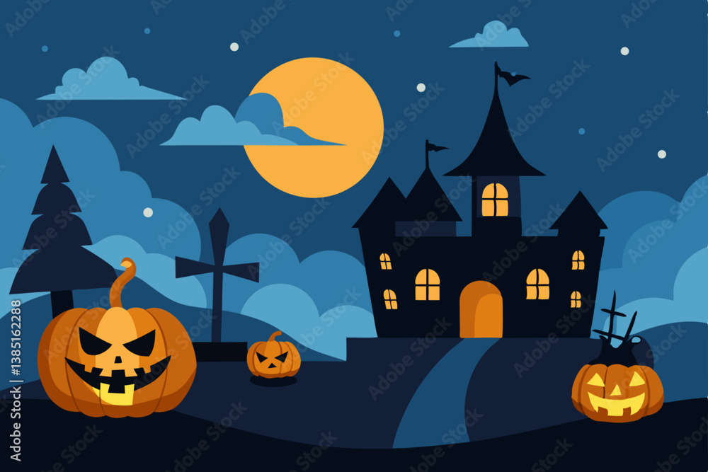 halloween background with pumpkin and bats halloween background with pumpkin and bats