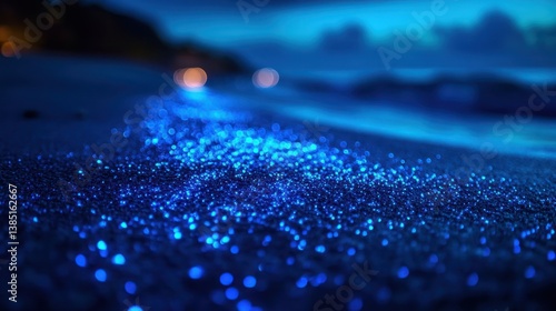 Bioluminescent sand at night beach scene (1)