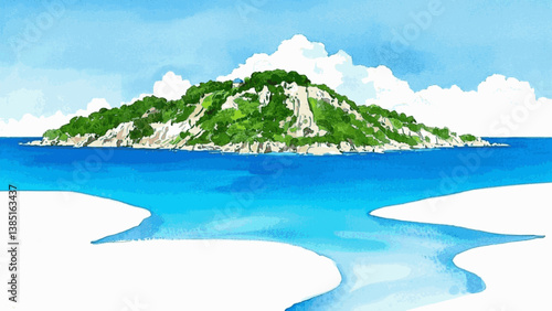 Whispers of the shore island isolated watercolor vector illustration svg 
