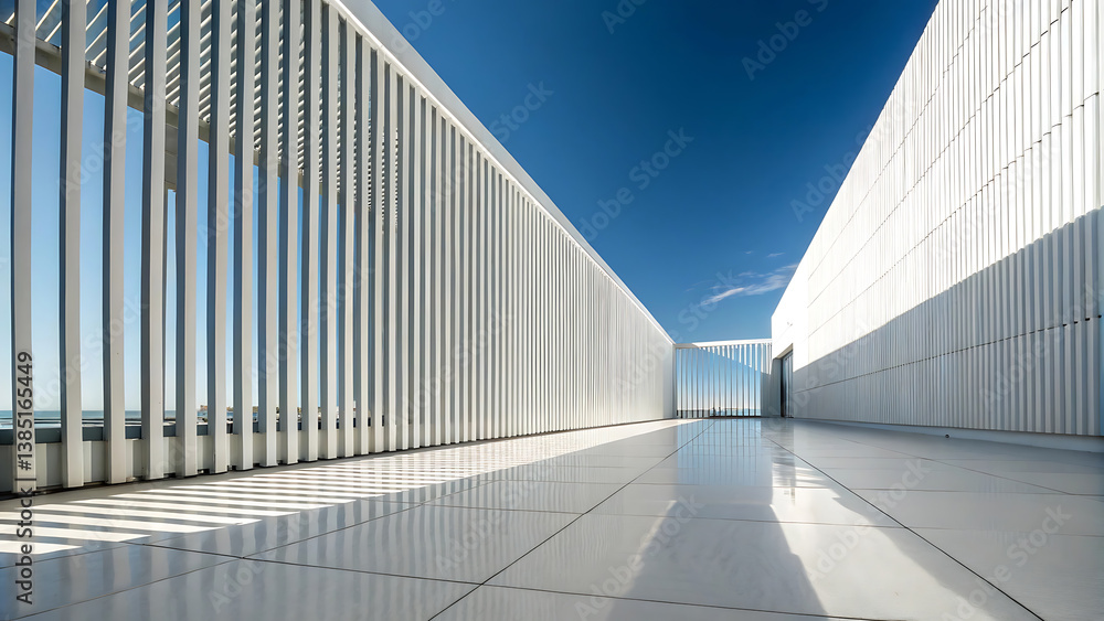Naklejka premium Modern Architectural Design Sleek White Exterior and Linear Perspective