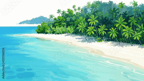 Emerald tide serenity island isolated watercolor vector illustration svg 