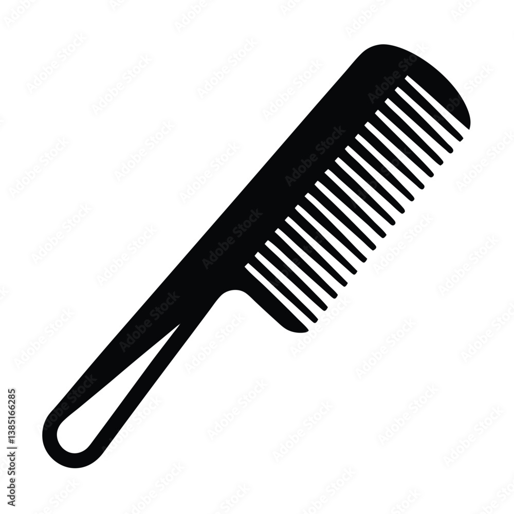 Simple Black Comb Icon Classic Style with a Handle Simple Black Comb Icon Classic Style with a Handle
